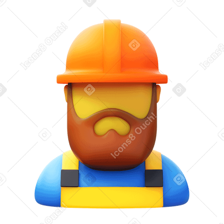 3D worker beard long PNG, SVG