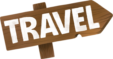 wooden road pointer with sign travel text PNG, SVG