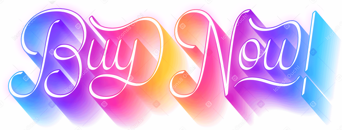 lettering buy now! with gradient shadow text PNG, SVG