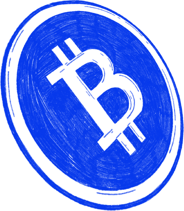 blue bitcoin coin at a slant PNG, SVG