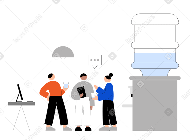 People talking near the cooler in the office PNG, SVG