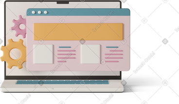 Website browser window in laptop PNG, SVG