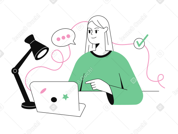 Workflow of a girl at a computer PNG, SVG