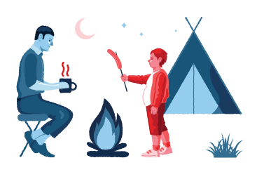 Mann und junge auf einem campingausflug PNG, SVG