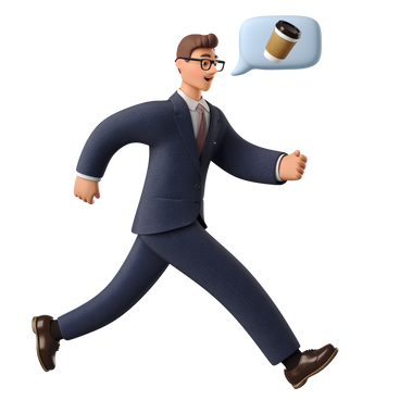 Businessman in a hurry to get coffee PNG, SVG