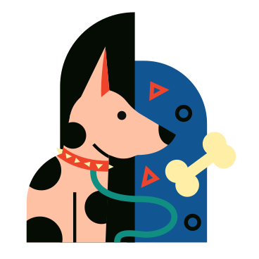 Dog on a leash with bone PNG、SVG