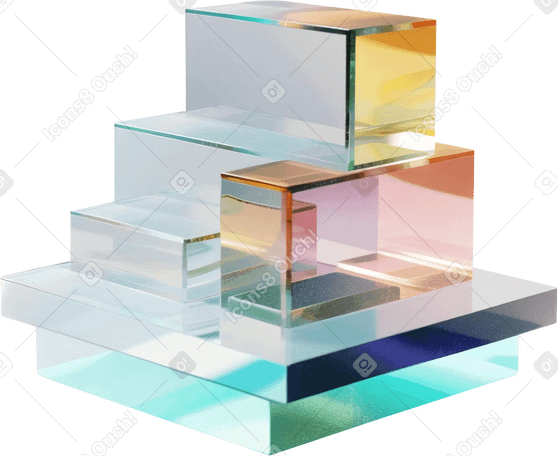 3D Construcción, composición con cubos de vidrio abstractos PNG, SVG