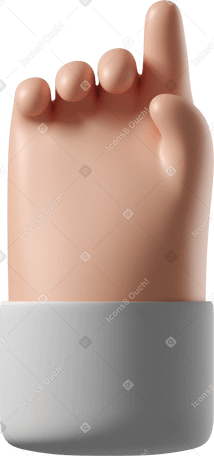 3D White skin hand in white shirt pointing up Illustration in PNG, SVG