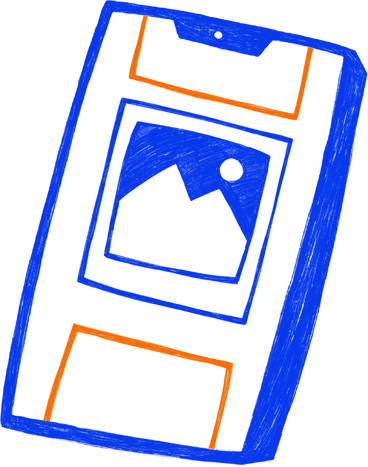 blue phone with a picture on the screen PNG, SVG