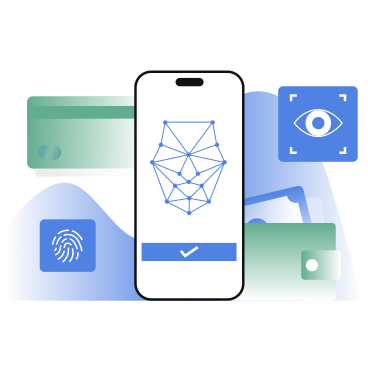 Biometric authentication and facial recognition animated illustration in GIF, Lottie (JSON), AE