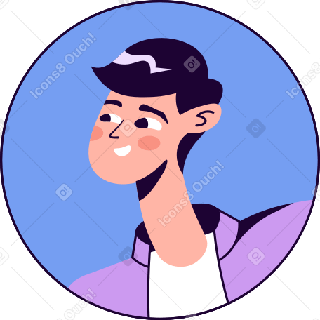 man's face in a circle animated illustration in GIF, Lottie (JSON), AE