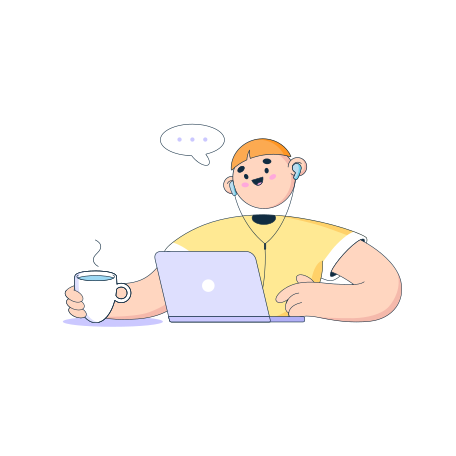 Man is working on a laptop Illustration in PNG, SVG