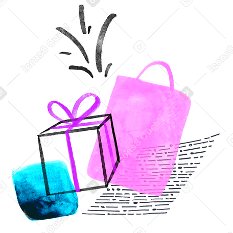 Shopping bag and cardboard present box PNG, SVG