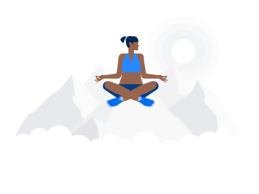 Frau meditiert auf dem berggipfel PNG, SVG