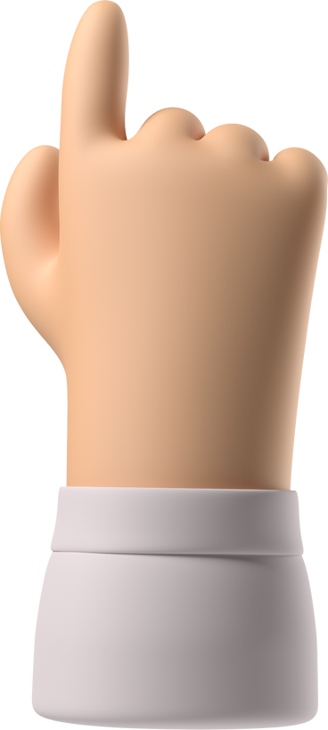 Back view of a white skin hand pointing up PNG, SVG