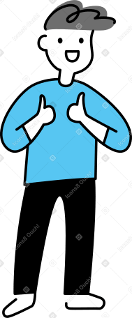 young man showing thumbs up PNG, SVG
