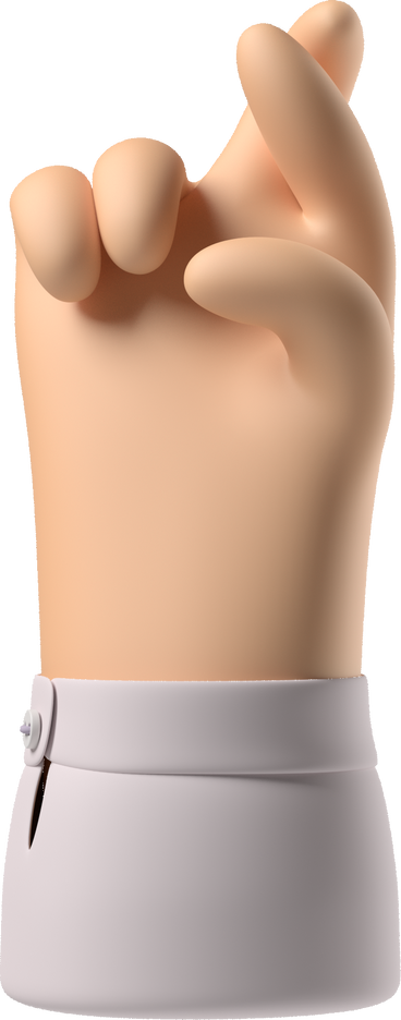 White skin hand with fingers crossed PNG, SVG