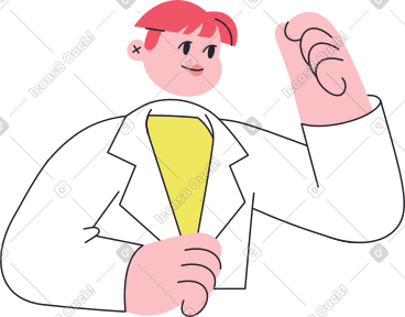 Scientist holding something in his hand PNG, SVG