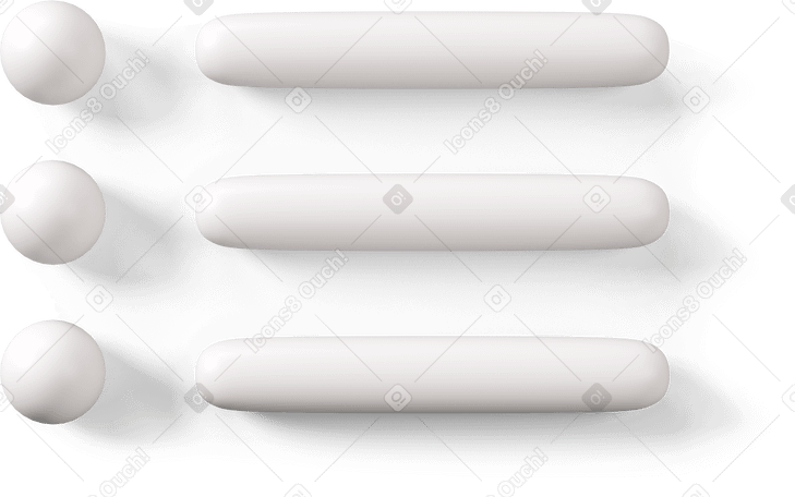 3D White checklist with round items Illustration in PNG, SVG