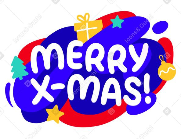 Merry x-mas lettering Illustration in PNG, SVG
