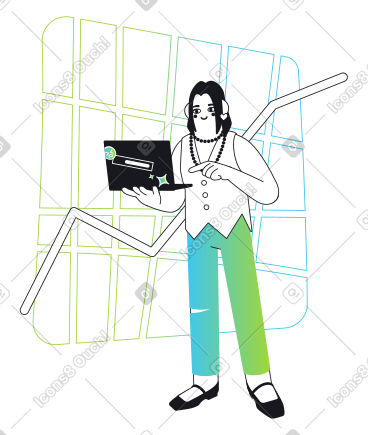 Financial growth, woman presenting graph  PNG, SVG