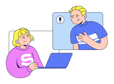 Coworkers talking on online call PNG, SVG