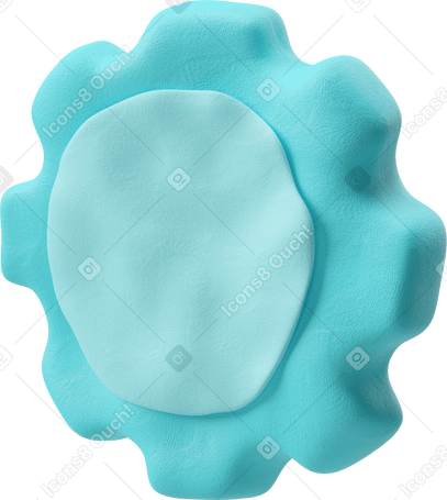 3D Three-quarter view of a light blue gear Illustration in PNG, SVG