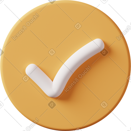 3D round check mark yellow PNG, SVG