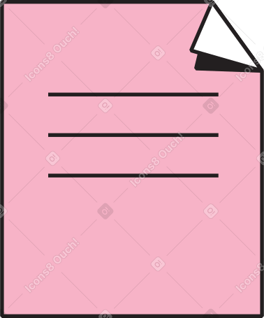 pink sheet of paper with text and curled corner Illustration in PNG, SVG