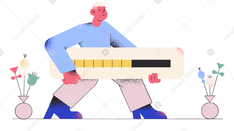 Man carrying a giant loading bar PNG, SVG