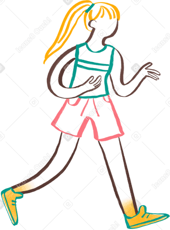 woman with ponytail running PNG、SVG