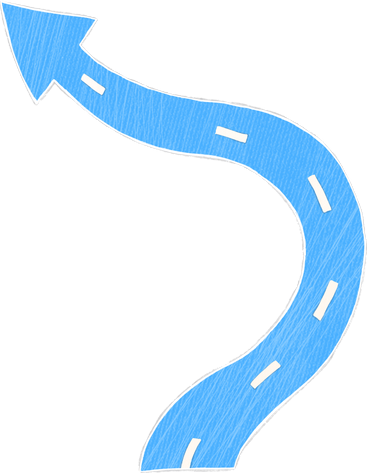 blue curved arrow in the form of a road PNG, SVG