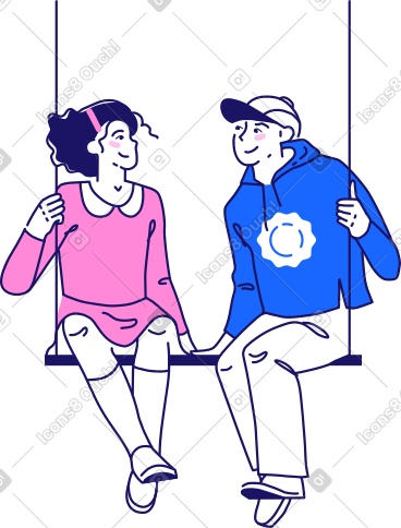 秋千上的男孩和女孩 PNG, SVG