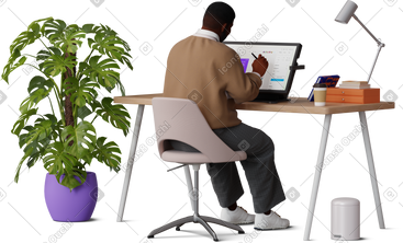 Front view of young man working on graphic tablet PNG, SVG