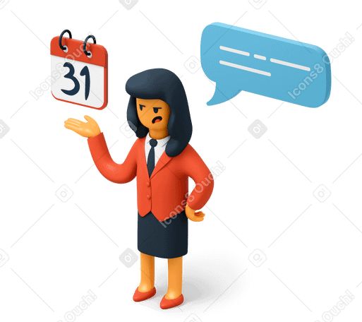 3D Woman showing a deadline reminder PNG, SVG