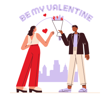 Lettrage be my valentine avec couple saint valentin PNG, SVG