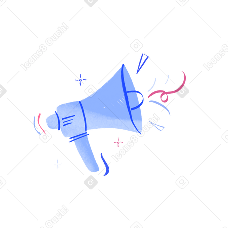Megaphone with decorative elements Illustration in PNG, SVG