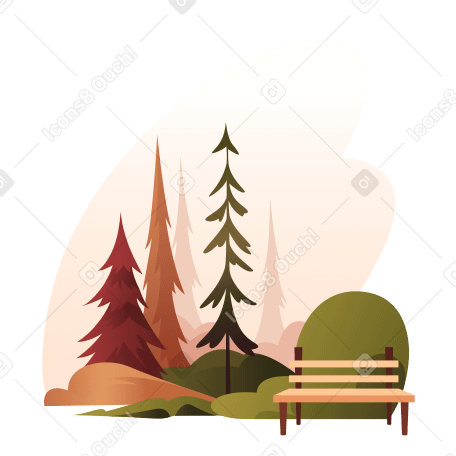 Autumn park with trees Illustration in PNG, SVG