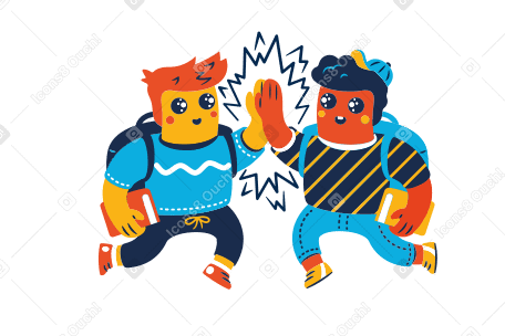 Students giving high five to each other PNG, SVG