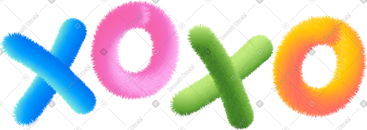 Lettering xoxo in multicolored style text PNG, SVG