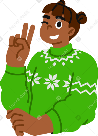young woman showing v gesture PNG, SVG
