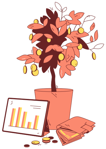 Money tree with tablet and wallet PNG, SVG