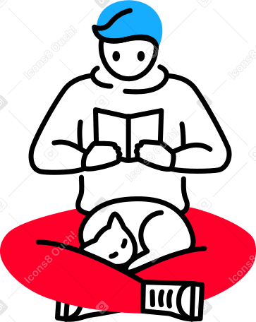 man sitting with cat PNG, SVG