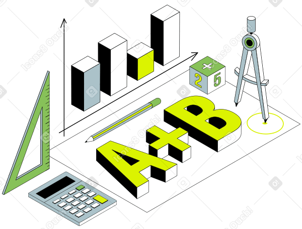 Schriftzug a+b mit taschenrechner und würfeltext PNG, SVG