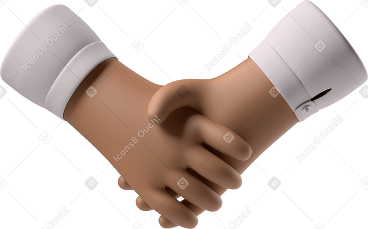 3D Handshake of brown skin hands PNG, SVG