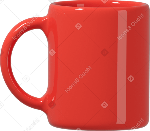 3D red coffee mug Illustration in PNG, SVG