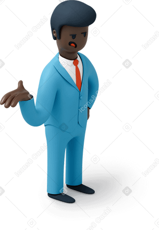 3D Angry black businessman with raised hand Illustration in PNG, SVG