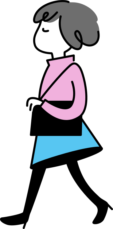 Young woman walking with a bag PNG, SVG