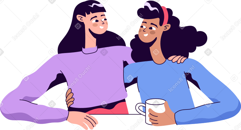 two friends hugging PNG, SVG