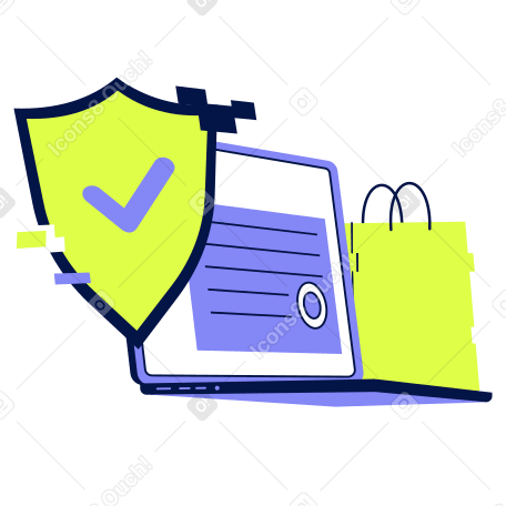Laptop und sicheres online-shopping PNG, SVG